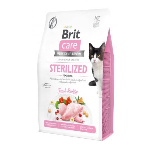 Сухой корм Brit Care Cat GF Sterilized Sensitive для стерилизованных кошек с чувствительным пищеварением, с кроликом, 2 кг 171290 фото